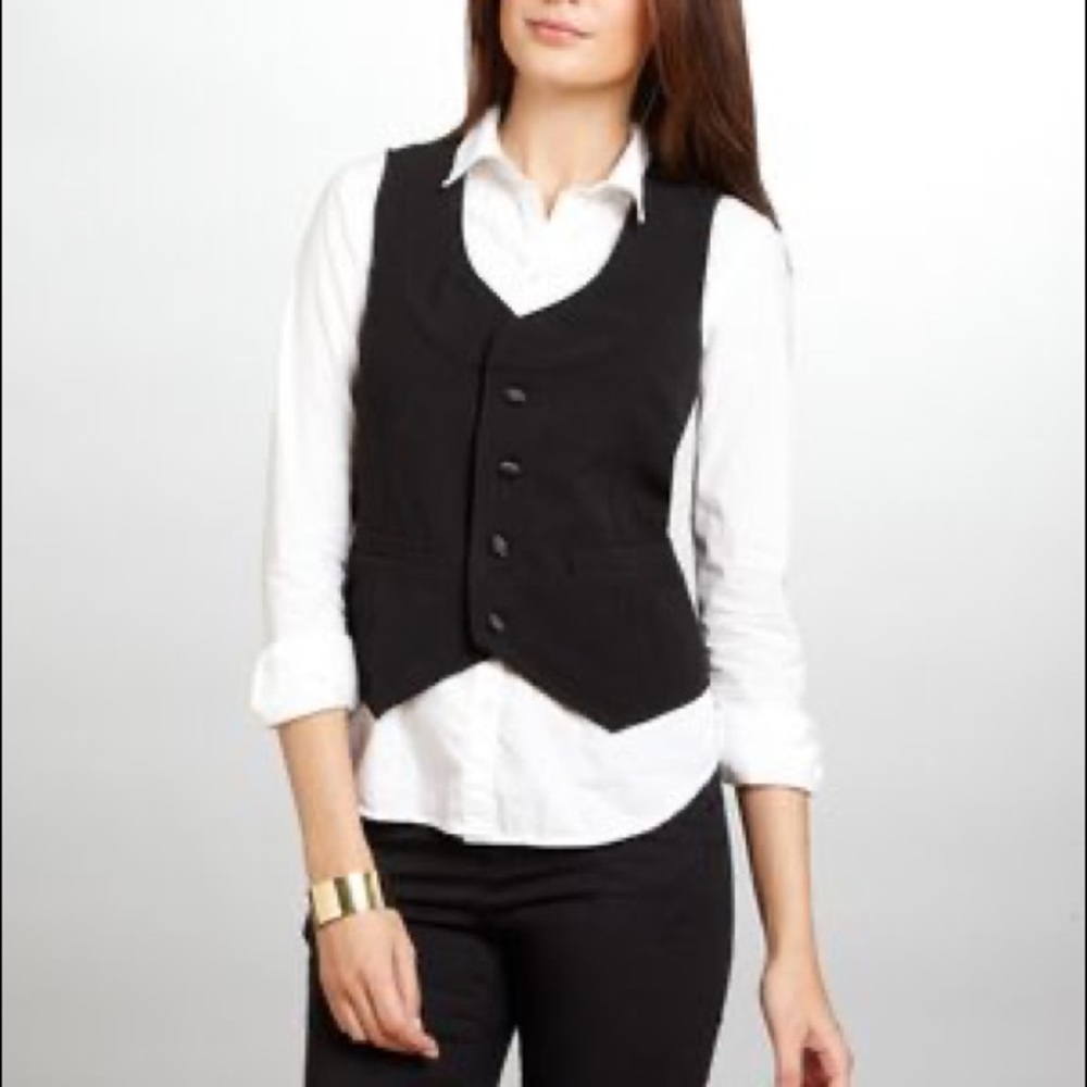 Black Button Vest XS